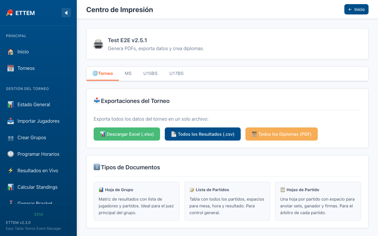 Centro de impresi&oacute;n con los tipos de documento disponibles